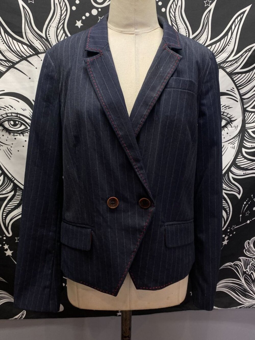 Tommy Hilfiger striped cropped 2 button lapel blazer sz Medium